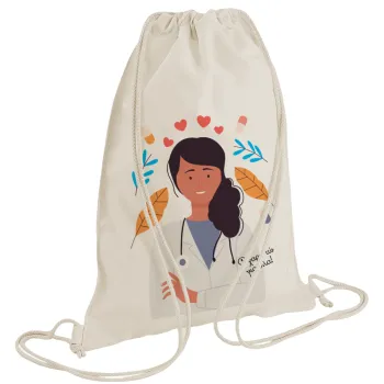 Doctor Thanks You, Backpack bag GYMBAG natural (28x40cm)