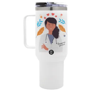 Ευχαριστώ για όλα γιατρέ, Mega Tumbler με καπάκι, διπλού τοιχώματος (θερμό) 1,2L