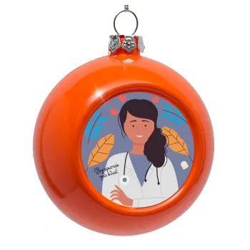 Doctor Thanks You, Orange Christmas tree ornament bauble 8cm