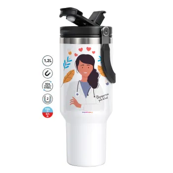 Doctor Thanks You, Mega Stainless steel Tumbler with lid, double wall 1,2L