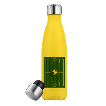 Soccer field, Γήπεδο ποδοσφαίρου, Μεταλλικό παγούρι θερμός Κίτρινος (Stainless steel), διπλού τοιχώματος, 500ml