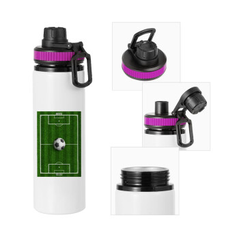 Soccer field, Γήπεδο ποδοσφαίρου, Μεταλλικό παγούρι νερού με καπάκι ασφαλείας, αλουμινίου 850ml