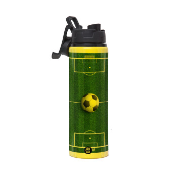 Soccer field, Γήπεδο ποδοσφαίρου, Μεταλλικό παγούρι νερού με καπάκι ασφαλείας, αλουμινίου 850ml