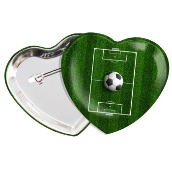 Soccer field, Γήπεδο ποδοσφαίρου, Κονκάρδα παραμάνα καρδιά (57x52mm)