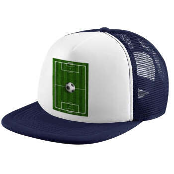 Soccer field, Γήπεδο ποδοσφαίρου, Καπέλο παιδικό Soft Trucker με Δίχτυ Dark Blue/White 