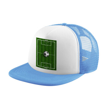 Soccer field, Γήπεδο ποδοσφαίρου, Καπέλο παιδικό Soft Trucker με Δίχτυ Γαλάζιο/Λευκό