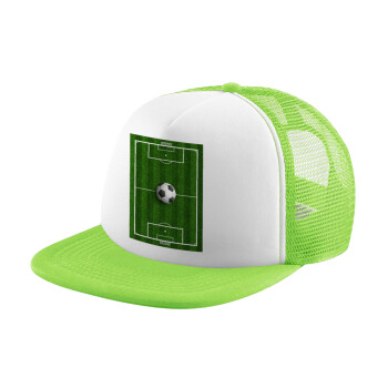 Soccer field, Γήπεδο ποδοσφαίρου, Καπέλο Soft Trucker με Δίχτυ Πράσινο/Λευκό