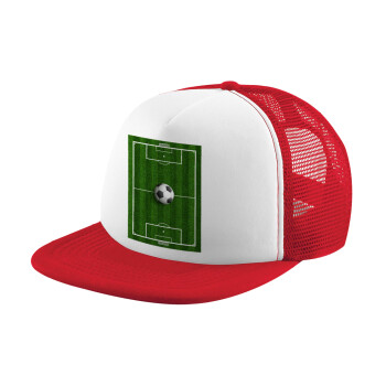 Soccer field, Γήπεδο ποδοσφαίρου, Καπέλο παιδικό Soft Trucker με Δίχτυ Red/White 