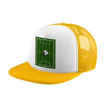 Soccer field, Γήπεδο ποδοσφαίρου, Καπέλο παιδικό Soft Trucker με Δίχτυ Κίτρινο/White 