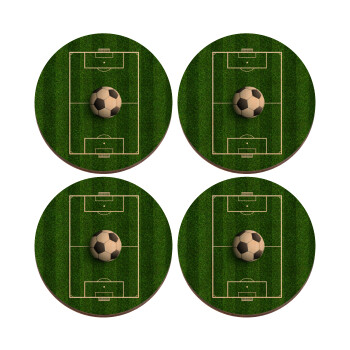 Soccer field, Γήπεδο ποδοσφαίρου, ΣΕΤ x4 Σουβέρ ξύλινα στρογγυλά plywood (9cm)