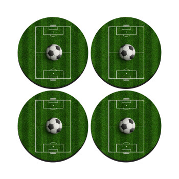 Soccer field, Γήπεδο ποδοσφαίρου, ΣΕΤ 4 Σουβέρ ξύλινα στρογγυλά (9cm)
