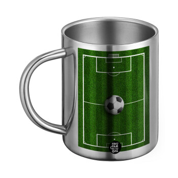 Soccer field, Γήπεδο ποδοσφαίρου, Ανοξείδωτη Μεταλλική Κούπα 450ml - Διπλού Τοιχώματος