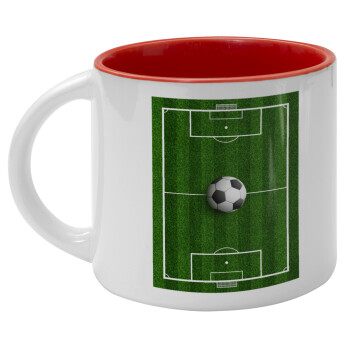 Soccer field, Γήπεδο ποδοσφαίρου, Κούπα κεραμική 400ml Λευκή/Κόκκινη