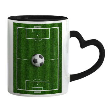 Soccer field, Γήπεδο ποδοσφαίρου, Mug heart black handle, ceramic, 330ml