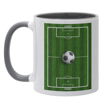 Soccer field, Γήπεδο ποδοσφαίρου, Κούπα χρωματιστή γκρι, κεραμική, 330ml