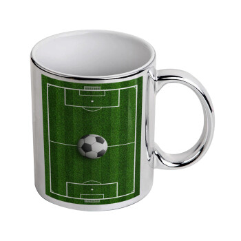 Soccer field, Γήπεδο ποδοσφαίρου, Mug ceramic, silver mirror, 330ml
