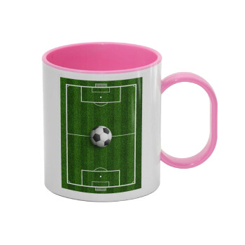 Soccer field, Γήπεδο ποδοσφαίρου, Κούπα (πλαστική) (BPA-FREE) Polymer Ροζ για παιδιά, 330ml