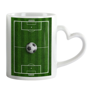 Soccer field, Γήπεδο ποδοσφαίρου, Mug heart handle, ceramic, 330ml