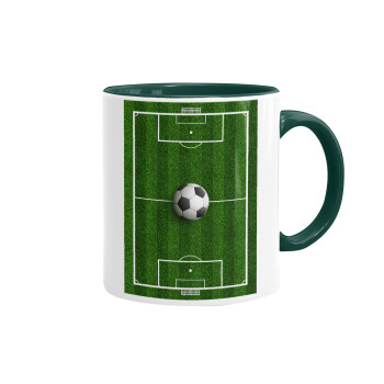 Soccer field, Γήπεδο ποδοσφαίρου, Mug colored green, ceramic, 330ml