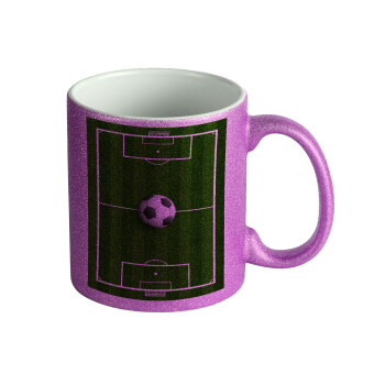 Soccer field, Γήπεδο ποδοσφαίρου, Κούπα Μωβ Glitter που γυαλίζει, κεραμική, 330ml