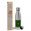 Easter Set, metallic Inox water bottle (750ml) & aromatic flat Easter candle (30cm) (GRAY)