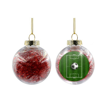 Soccer field, Γήπεδο ποδοσφαίρου, Χριστουγεννιάτικη μπάλα δένδρου διάφανη με κόκκινο γέμισμα 8cm