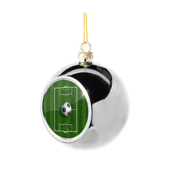 Soccer field, Γήπεδο ποδοσφαίρου, Χριστουγεννιάτικη μπάλα δένδρου Ασημένια 8cm