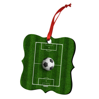 Soccer field, Γήπεδο ποδοσφαίρου, Χριστουγεννιάτικο στολίδι polygon ξύλινο 7.5cm