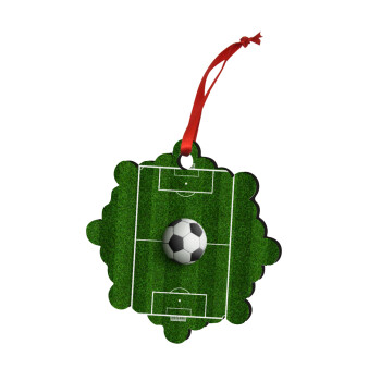 Soccer field, Γήπεδο ποδοσφαίρου, Χριστουγεννιάτικο στολίδι snowflake ξύλινο 7.5cm