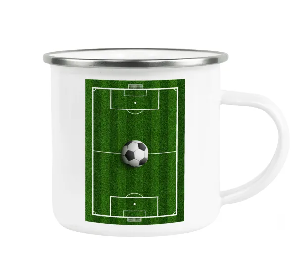 Soccer field — Metallic enamel cup white 360ml