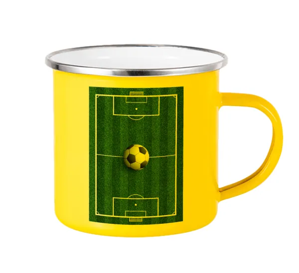 Soccer field — Yellow Enamel Metallic Cup 360ml