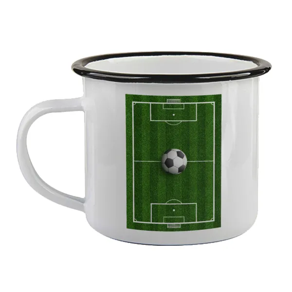 Soccer field — Enamel mug with black rim, 360ml