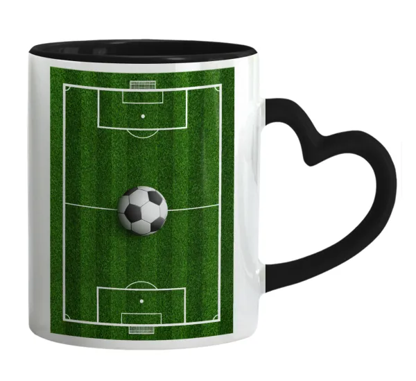 Soccer field — Mug heart black handle, ceramic, 330ml