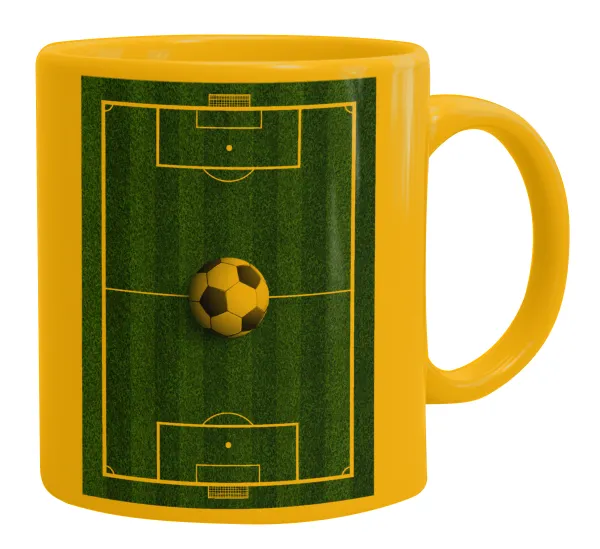 Soccer field — Ceramic coffee mug yellow, 330ml