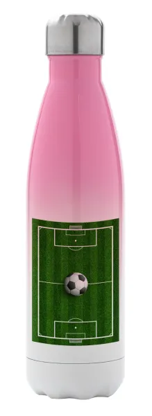 Soccer field — Metal mug thermos Pink/White (Stainless steel), double wall, 500ml