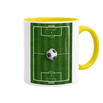 Soccer field, Γήπεδο ποδοσφαίρου, Κούπα χρωματιστή κίτρινη, κεραμική, 330ml