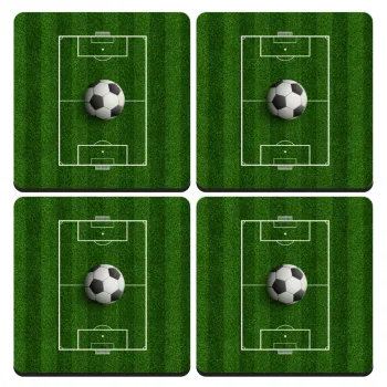 Soccer field, Γήπεδο ποδοσφαίρου, ΣΕΤ 4 Σουβέρ ξύλινα τετράγωνα (9cm)