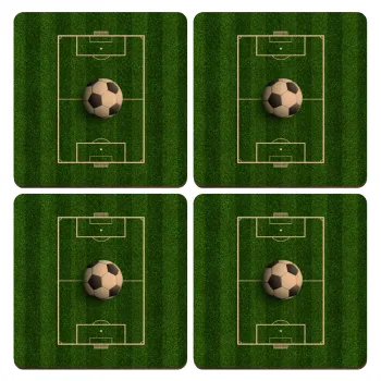 Soccer field, Γήπεδο ποδοσφαίρου, ΣΕΤ x4 Σουβέρ ξύλινα τετράγωνα plywood (9cm)
