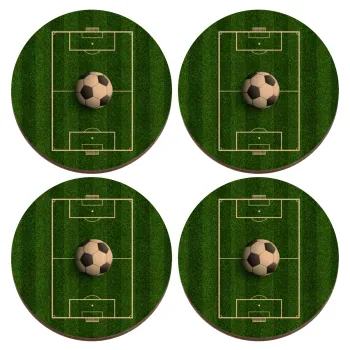Soccer field, Γήπεδο ποδοσφαίρου, ΣΕΤ x4 Σουβέρ ξύλινα στρογγυλά plywood (9cm)