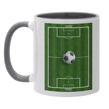 Soccer field, Γήπεδο ποδοσφαίρου, Κούπα χρωματιστή γκρι, κεραμική, 330ml