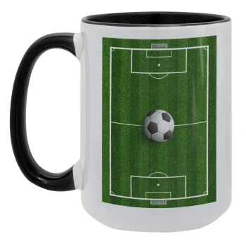 Soccer field, Γήπεδο ποδοσφαίρου, Κούπα Mega 15oz, κεραμική Μαύρη, 450ml