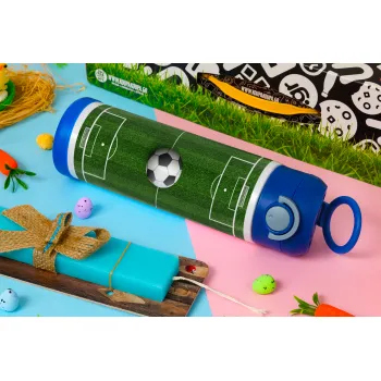 Soccer field, Γήπεδο ποδοσφαίρου, Easter candle, Childrens hot water bottle, stainless steel, with safety straw, BLUE (500ml)