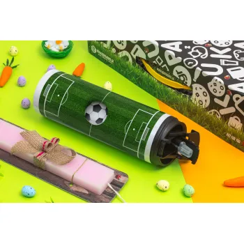 Soccer field, Γήπεδο ποδοσφαίρου, Easter candle,Travel Tumbler 2 Lids, with metal straw & cleaning brush & aromatic flat candle (30cm) (PINK)