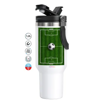 Soccer field, Γήπεδο ποδοσφαίρου, Mega Tumbler με καπάκι, διπλού τοιχώματος (θερμό) 1,2L