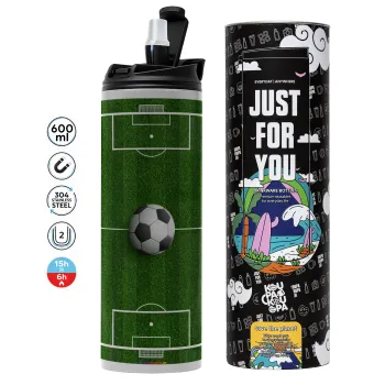Soccer field, Γήπεδο ποδοσφαίρου, Tumbler stainless steel GREY 600ml