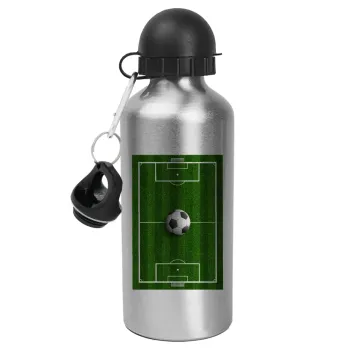 Soccer field, Γήπεδο ποδοσφαίρου, Μεταλλικό παγούρι νερού, Ασημένιο, αλουμινίου 500ml