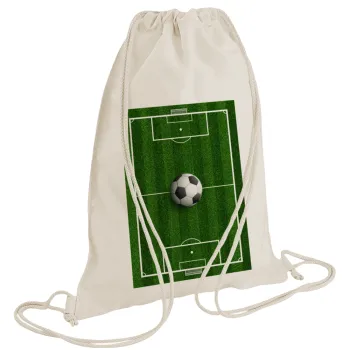 Soccer field, Γήπεδο ποδοσφαίρου, Backpack bag GYMBAG natural (28x40cm)