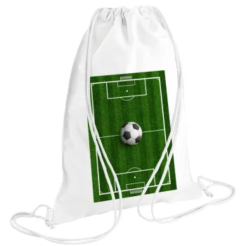 Soccer field, Γήπεδο ποδοσφαίρου, Backpack pouch GYMBAG white (28x40cm)