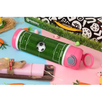 Soccer field, Γήπεδο ποδοσφαίρου, Easter candle, Childrens hot water bottle, stainless steel, with safety straw, PINK (500ml)