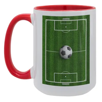 Soccer field, Γήπεδο ποδοσφαίρου, Κούπα Mega 15oz, κεραμική Κόκκινη, 450ml